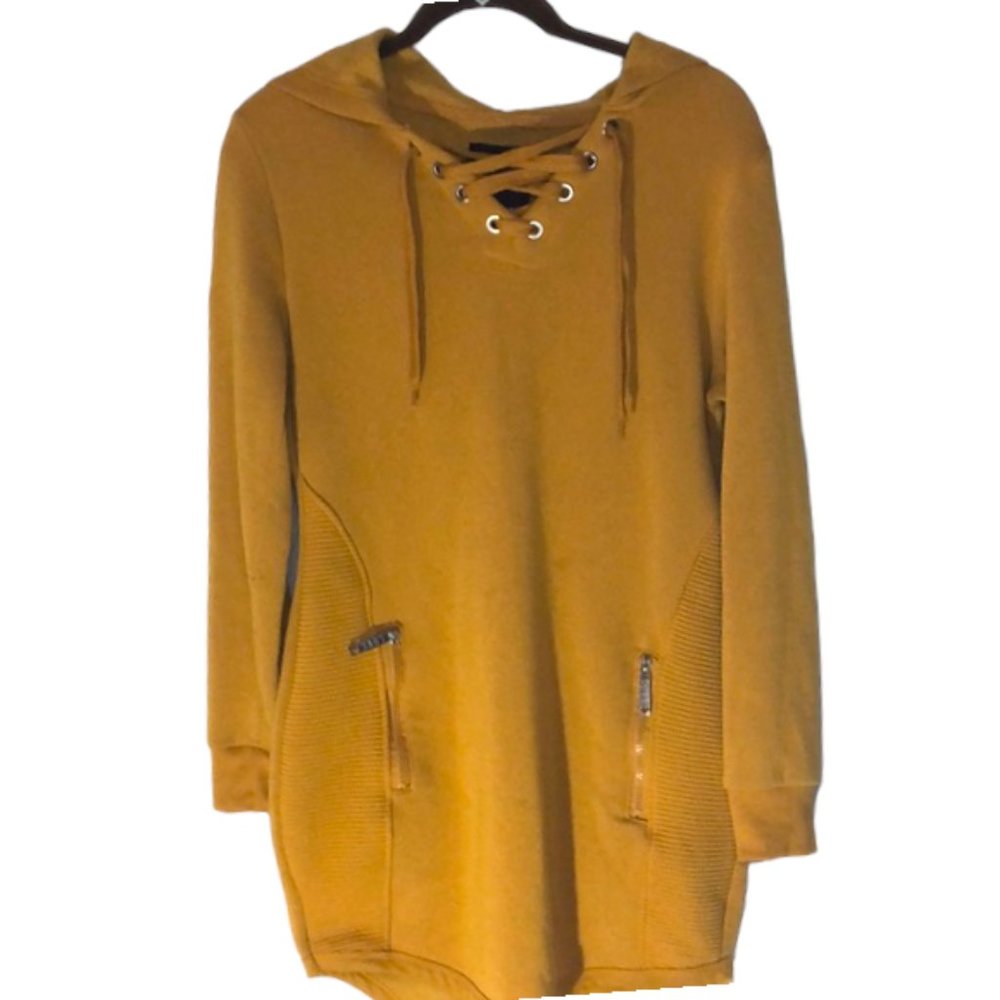 Love Saffron/Yellow Tunic Length Pullover Hoodie - Size M
